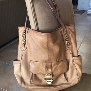 B Makowsky Leather Shoulder Hobo Bag